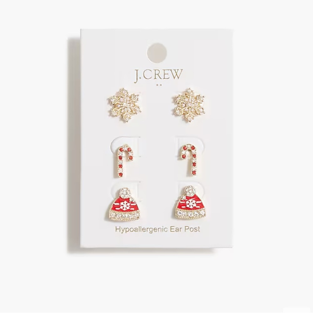 J.Crew NWT Holiday Stud Earrings Set of Three